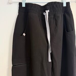 Figs Black Scrub Jogger Pants with Gray Drawstring